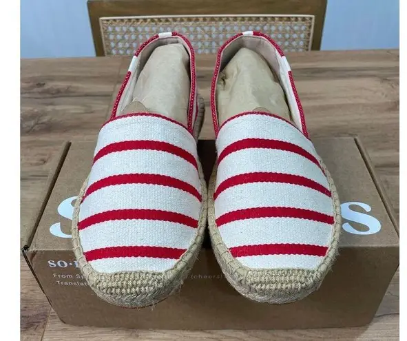 Soludos Womens The Original Espadrille Red Striped Beach Slip Ons Size 7/7.5 NIB