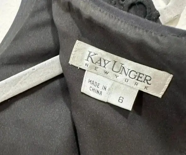Kay Unger Black Eyelet Sleeveless Sheath Dress Size 6