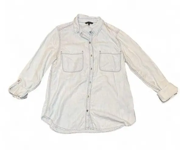 Staccato Women’s Tencel roll tab long sleeve button down casual blouse Sz M