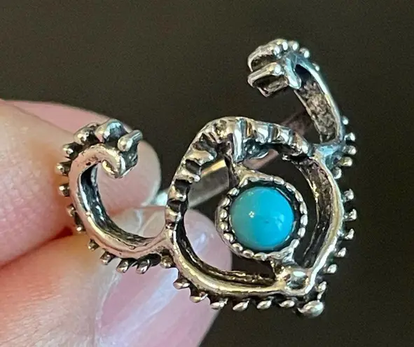 Vintage turquoise stone ram ring size 6