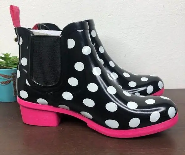 Kate Spade NEW  Trudy Polka Dot Rubber Ankle Rain Boots Women's Size 6M