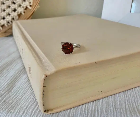 Round Chocolate Stone & Silver Ring “Bronya” Citrine Smokey Quartz Glass Boho Jewelry Brown