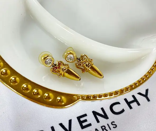 Givenchy Couture Gold & Crystal Dangle Earrings