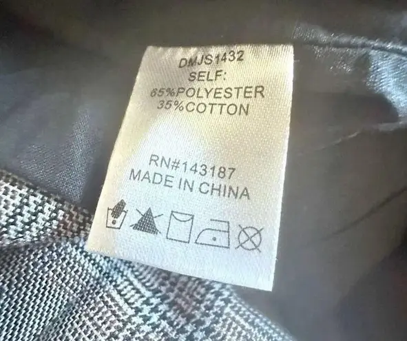 FARROW | Black White Gray Mini Plaid Wide Leg Cropped Jumpsuit Belt | Medium