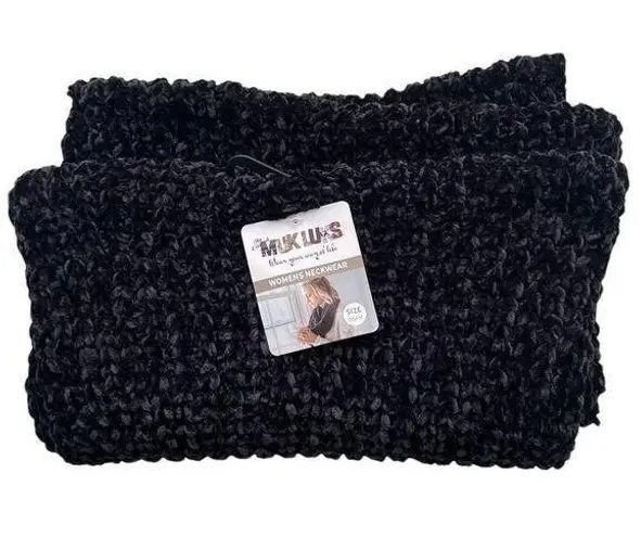 NWT ~ MUK LUKS Black Chenille Winter Infinity Scarf ~ Women's Neckwear OSFM