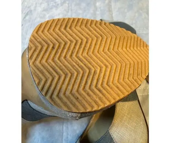 Charlotte Olympia Platform Heels Gray Beige Fabric Block Pumps Size 39