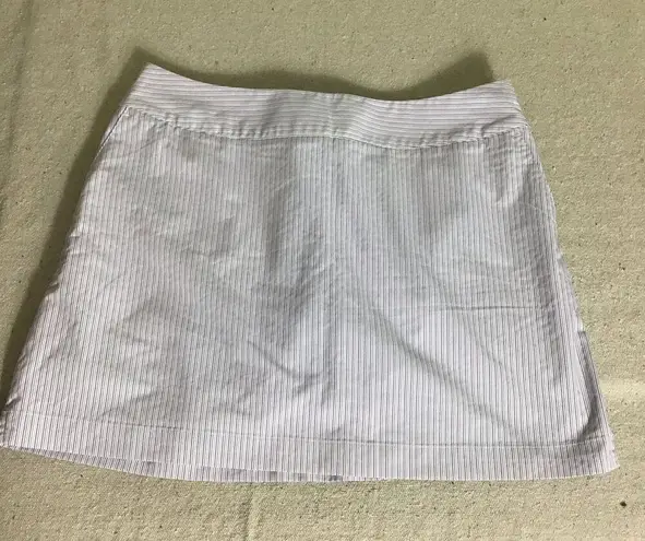 Adidas Women Tennis Skirt Sz. 12 Pin Striped ClimaCool Skort Activewear White