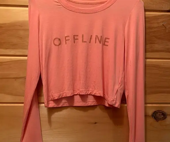 Aerie OFFLINE by  Thumbs Up Ribbed Cropped Long Sleeve T-Shirt Size S