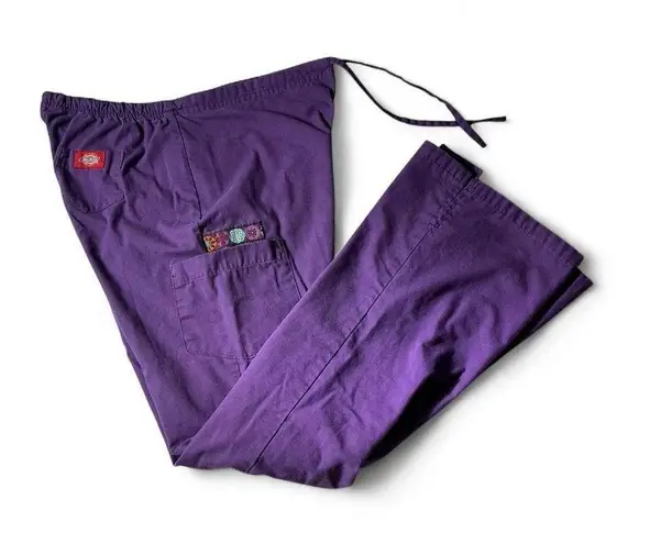 Dickies Purple Drawstring Scrub Pants Unique Pocket Detail Workwear