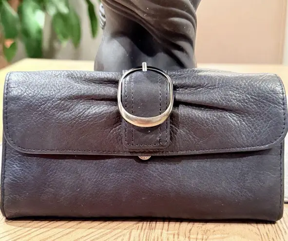 Audrey Brooke Buttery Soft Black Genuine Leather Continental Tri-Fold Wallet