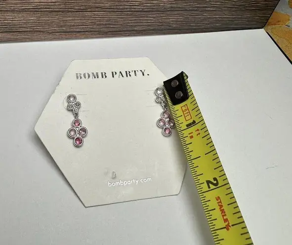Bomb Party Silver Tone Lab Created Ombre Ruby Pink Dangle Drop Pierced Earrings - Image 5