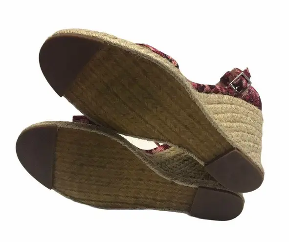 Tahari  Wynna Espadrille Wedge Sandals floral pink Ankle Strap 4” Womens Size 8