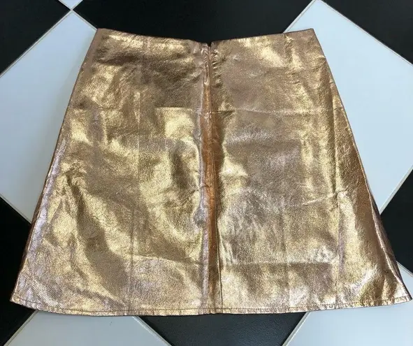 NWT Metallic Gold Faux Leather Mini Skirt Shiny Bronze Copper sz M