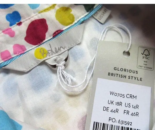 NWT Boden Kitty in Ivory Rainbow Leopard Button