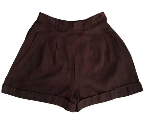 EXPRESS Vintage  Size 0 High Waisted Pleated Cuffed Shorts Chocolate Brown