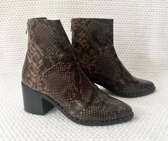 Treasure & Bond Nordstrom Farrah Brown Faux Snake Western Stud Ankle Boots 6.5