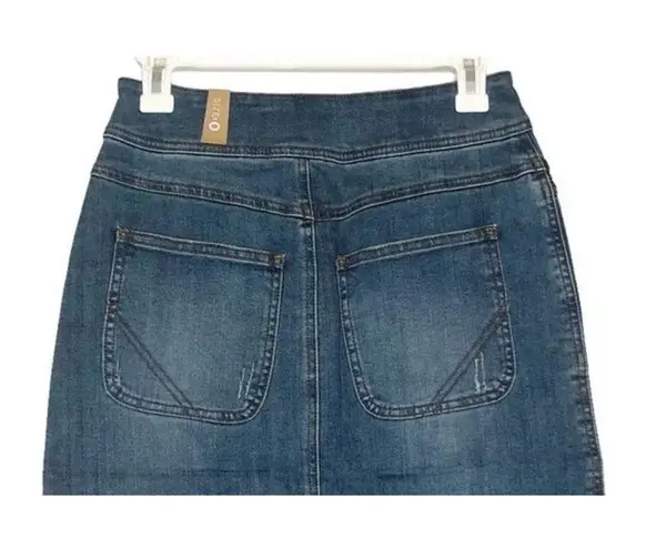 prAna NWT  Broadway Mini Jean Denim Skirt Zipper Patch Pockets 0 Blue #2633