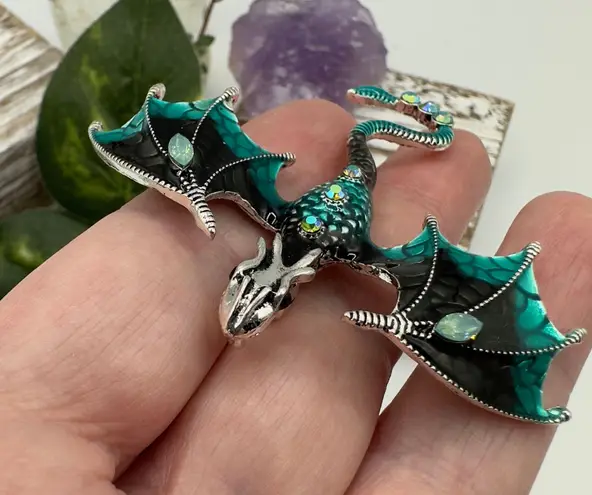Dragon Brooch Pendant With Crystals Multiple