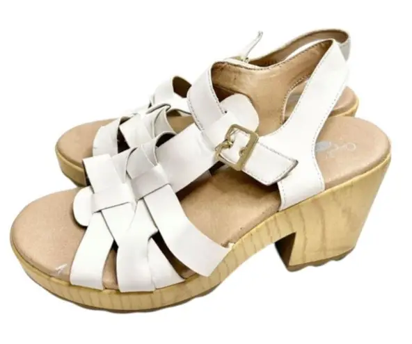 Dr. Scholl’s Sandals Size 9.5 White Leather Open Toe Platform Shoes Buckle