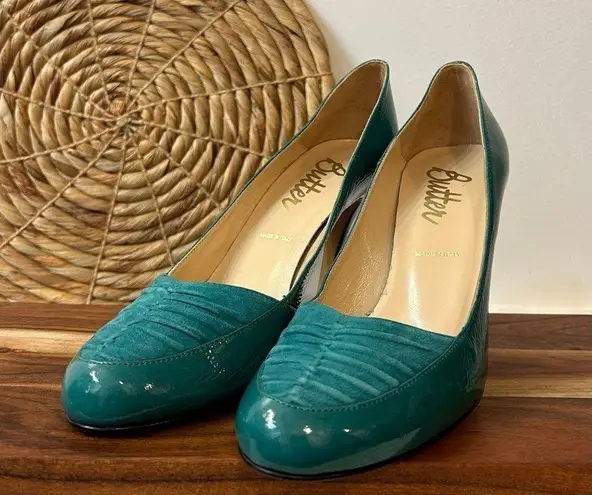 Butter Parker Patent Leather with Suede Heels in Peacock Teal Size 9 Green