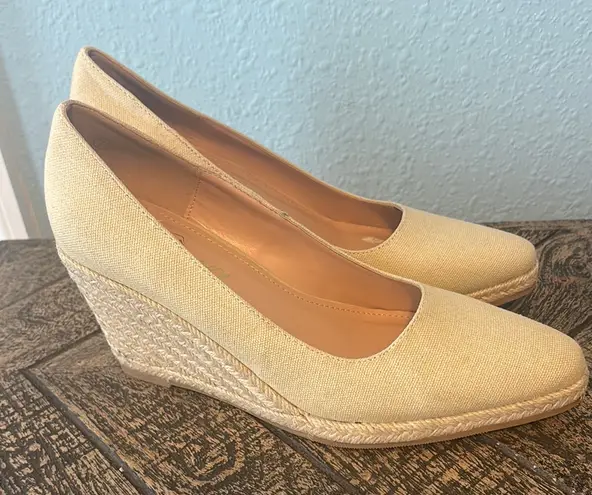 Women’s Beige Espadrille Wedge Heels Size 7.5 – Neutral Canvas