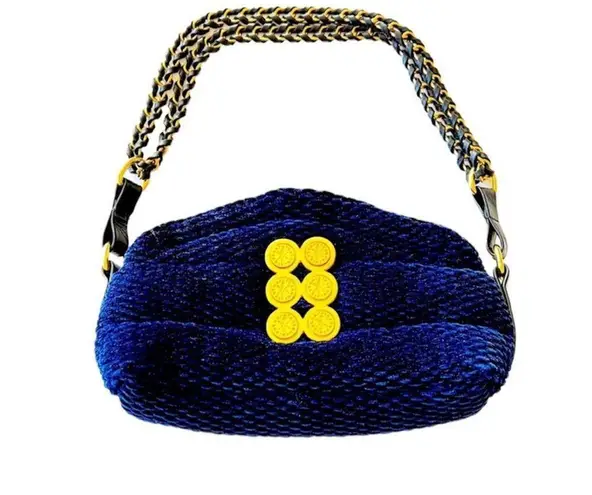 Frame Kooreloo Blue Velour Mini Shoulder Bag