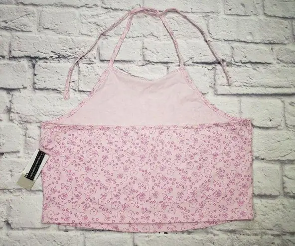 Nordstrom  BP. Womens Pink Daisy Sakura, Cropped, Halter Top Size 1X