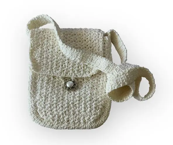 Handmade new Suzanne Original ✽ Hand Crochet Crossbody Messenger Mini Bag ✽ Pearl White ✽