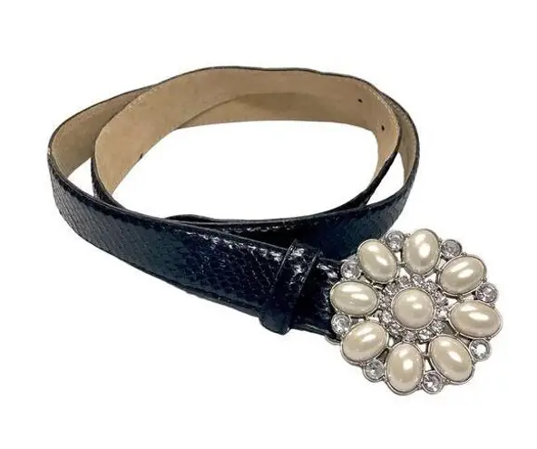 NWOT Black Leather Snake Skin Embossed Decorative Belt Size L