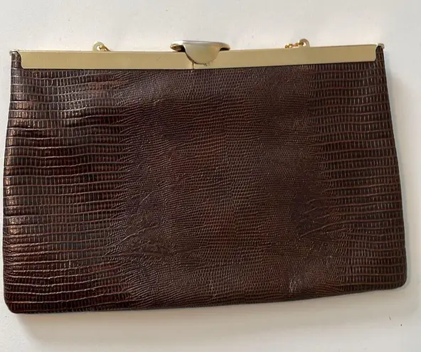 Etra vintage brown leather crocodile pattern pocketbook/ clutch.