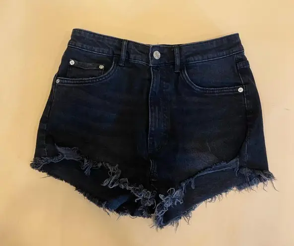 ZARA  Black High Rise Distressed Denim Shorts Size 6