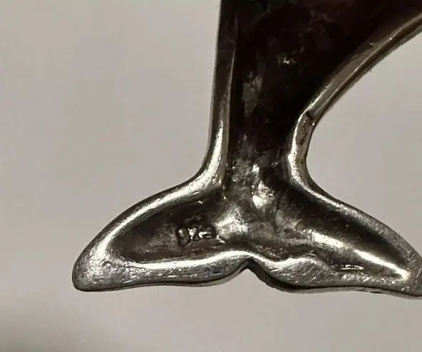 Sterling Silver Marcasite Dolphin Brooch Pin 1 7/8 Inch