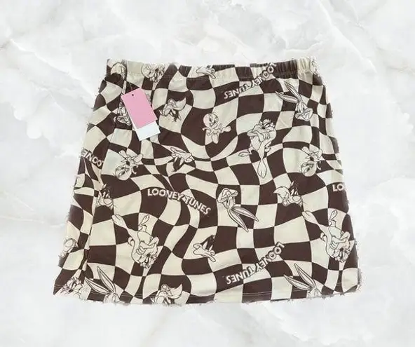 Looney Tunes Cute Brown and Cream Mini Skirt NWT