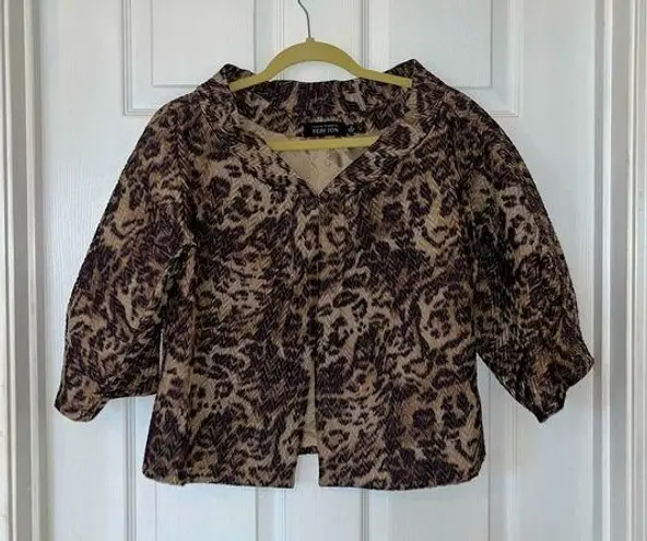 TERI JON by RICKIE FREEMAN Animal Print Snakeskin Evening Jacket Size 14 *FLAWED Brown