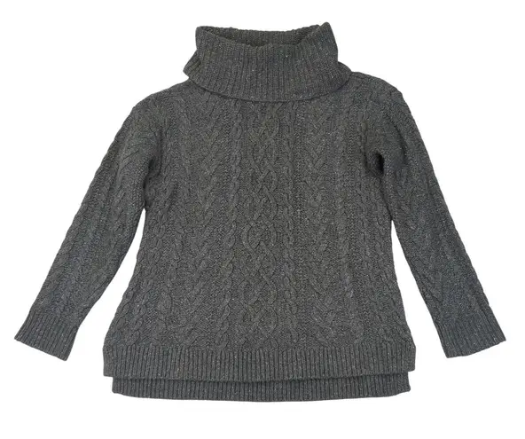 Lauren Jeans Co Ralph Lauren Gray Cable Knit Cotton Blend Turtleneck Sweater L Size L