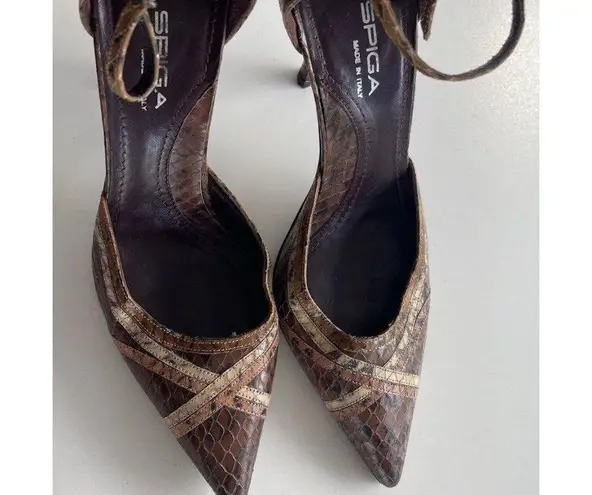 Vintage Via Spiga Snake Skin Leather Brown Multicolor Women’s Sz 8 Italy RARE