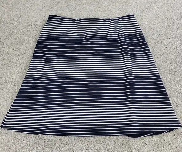 Margaret M Womens Skirt Large Navy White Stripe A Line Mini Stretch Lined Blue