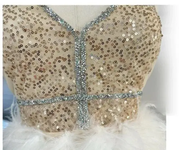 Custom chic wedding bachelorette homecoming prom dress w ostrich sequins ($675) White Size undefined
