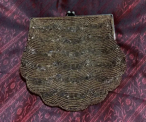 Gorgeous EUC copper and bronze beaded mini evening bag Brown