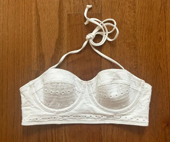 Abercrombie & Fitch Y2K  white embroidered cottage core balconette bikini top