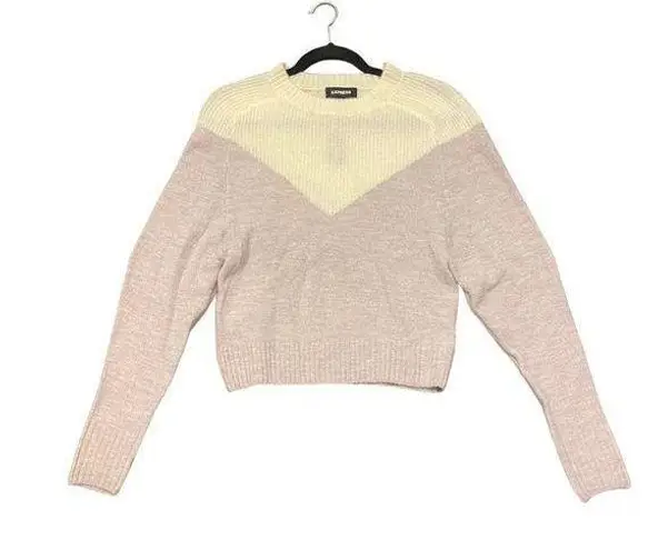 EXPRESS  Colorblock Cropped Sweater Cream And Lilac Women’s Size Small NWT