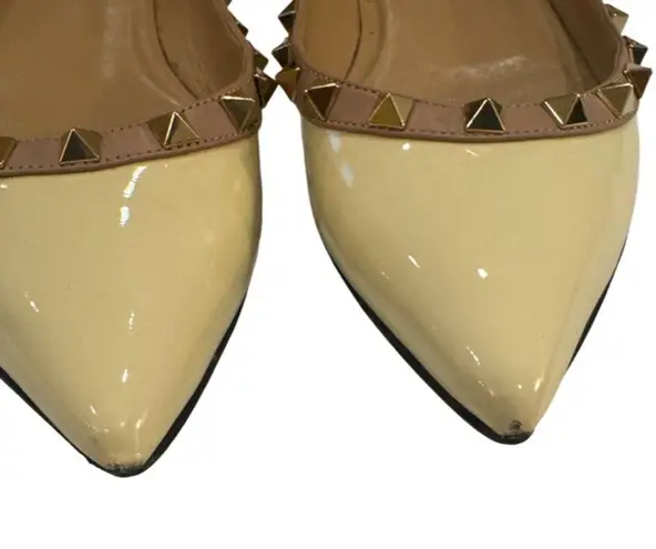 Valentino Garavani Valentino Patent Leather Rockstud Studded Light Ivory Poudre Ballet Flats 38