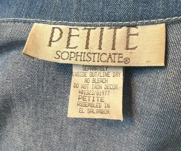 Petite Sophisticate Vintage 80s Studded Denim Structured Blouse Approx Size S/M