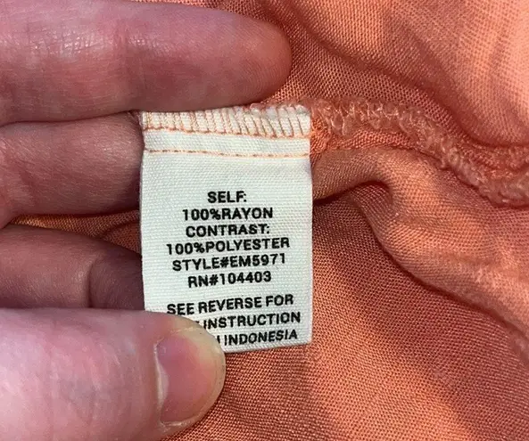 E & M Women’s Peach Casual Short Sleeve Too Textured Dots and Eyelet Cutouts