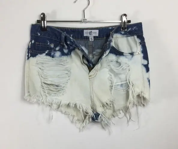 Cello Bleached destroyed ribbed frayed hem jeans shorts