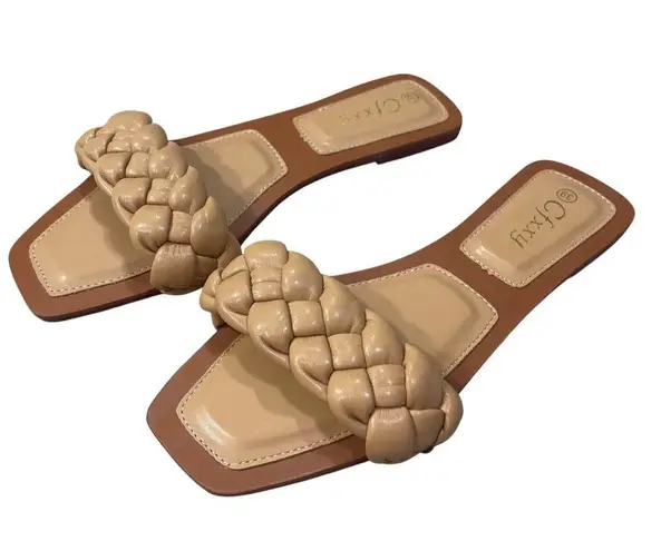 Cfxxy Square Toe Mule Sandal Braided Tan Size 39 (8)