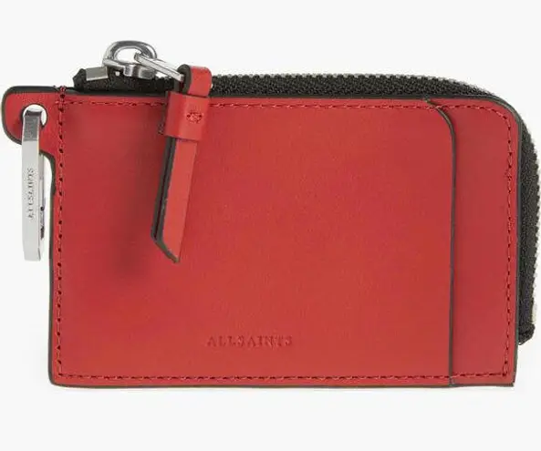 ALLSAINTS Remy Leather Wallet Card Holder GALA RED