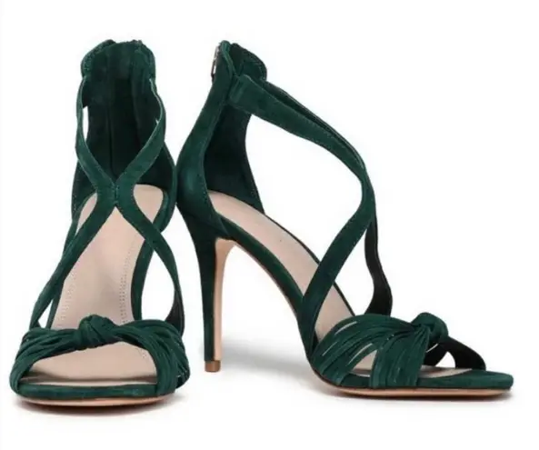 Sandro NEW Elisa Knotted Green Suede Heel Sandal 37