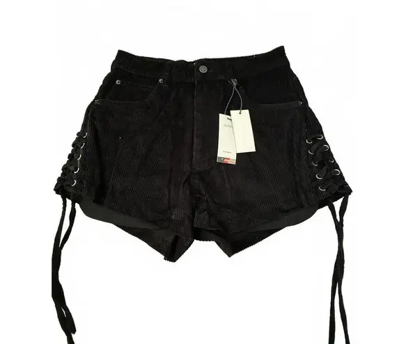 Honor The Gift Black Corduroy Shorts with Side LaceUp Detail Size undefined