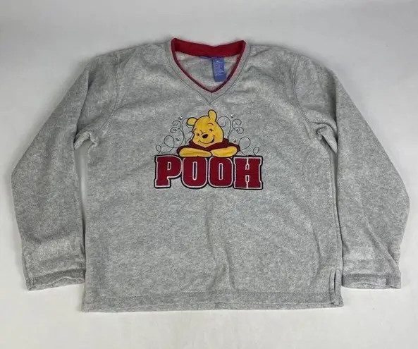 Disney Vintage 90s  Winnie the Pooh Gray Red‎ V-neck Pull Over Sweater XL